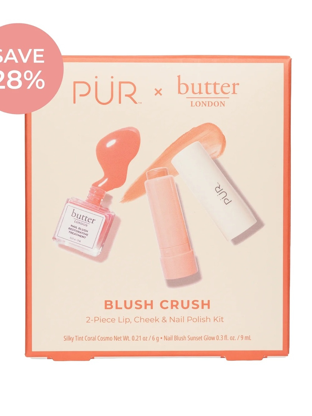 PUR x Butter London Blush Crush Kit - 2 piece lip, cheek and nail polish kit-NEW